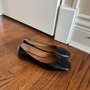 Tory Burch Black Leather Espadrilles